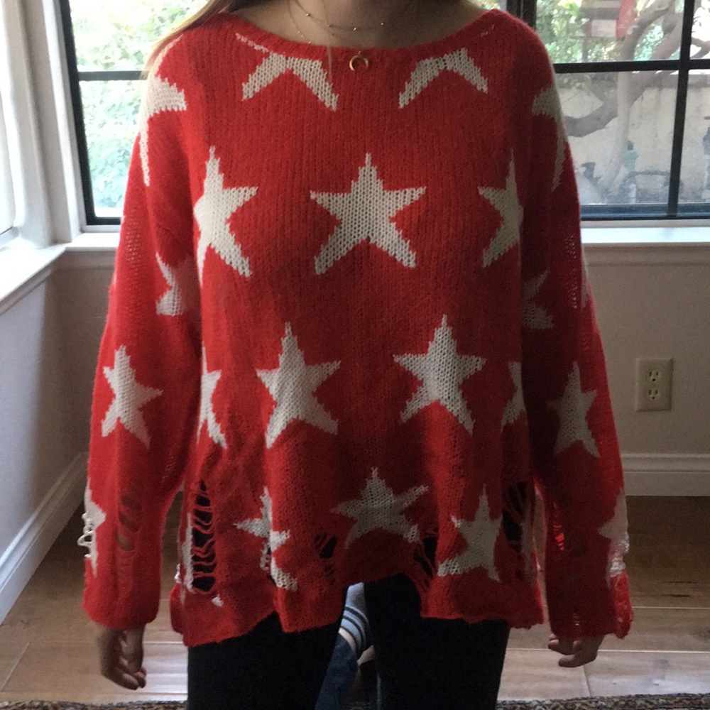 Red Wildfox Star Sweater